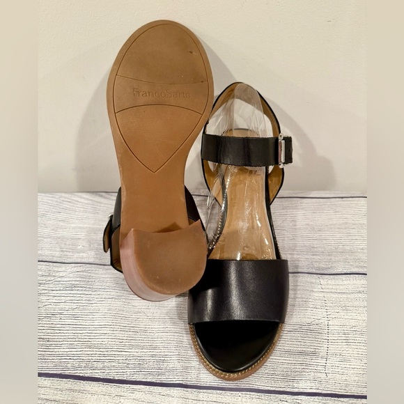 Franco Sarto Black Leather Block Heel Sandals Size 11 - Picture 13 of 14